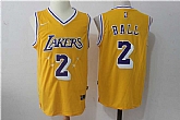 Nike Los Angeles Lakers #2 Lonzo Ball Yellow With Purple Number Stitched Jersey,baseball caps,new era cap wholesale,wholesale hats